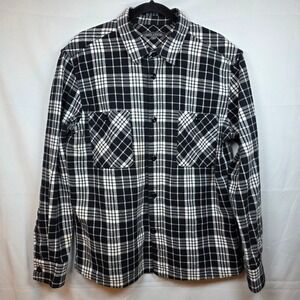 Slate & Stone Plaid Flannel Button Down XL Black White Long Sleeve RN139748